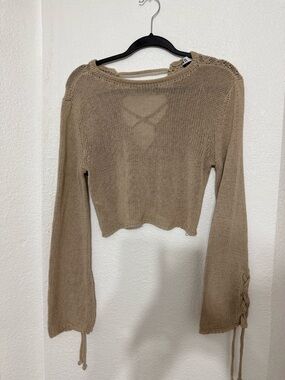 Zara Beige Knit Cropped Sweater
